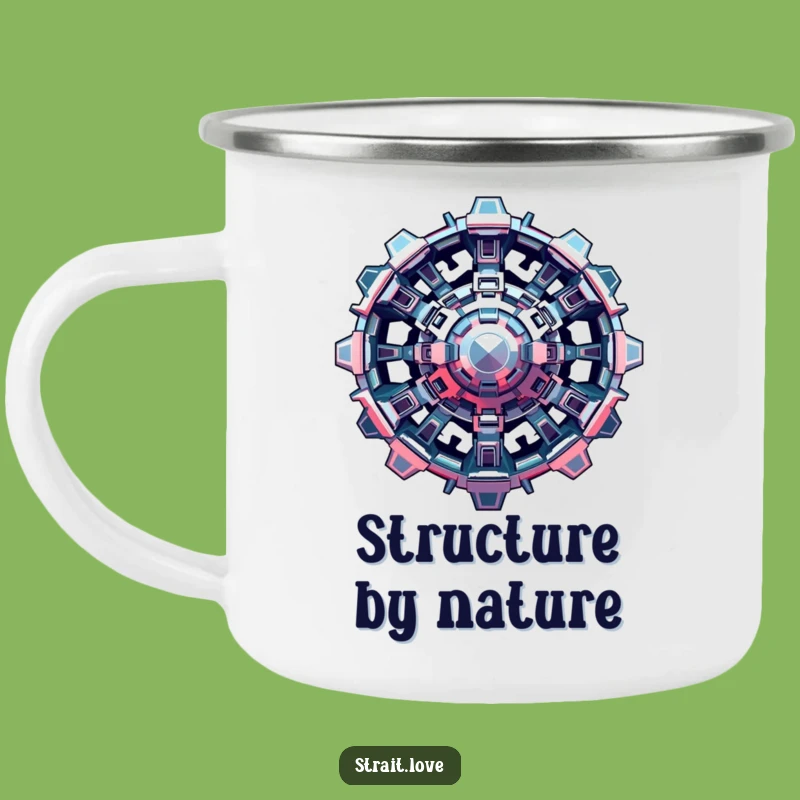 Funny Metallic Structure Camping Mug: Adventure with Complex Futuristic Art