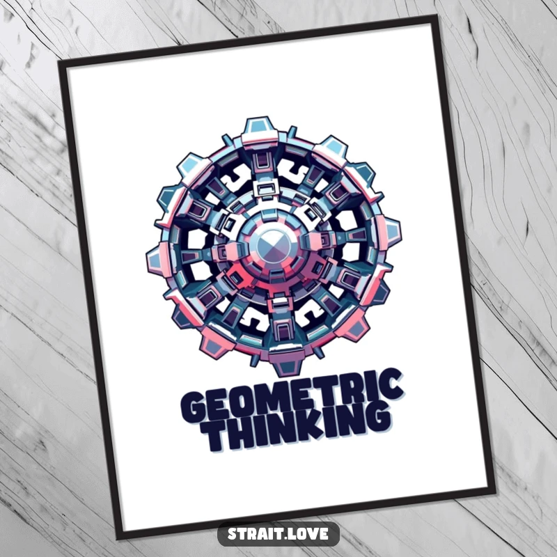 Funny Metallic Structure Digital Art Print featuring interlocking metallic shapes, a complex and futuristic artistic design for instant decor.