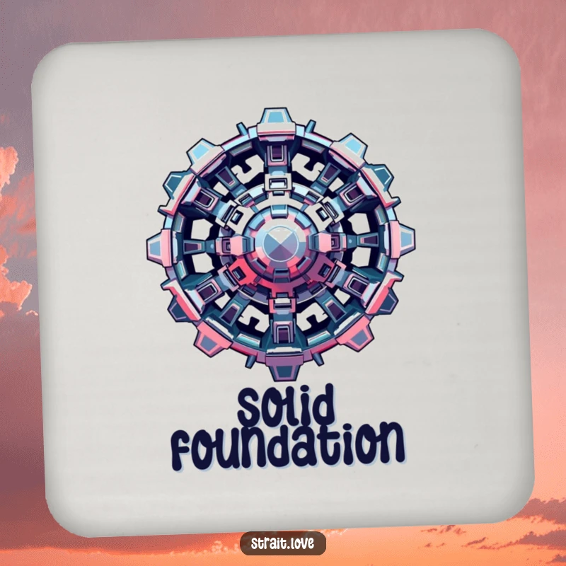 Funny Metallic Structure Drink Coasters showcasing interlocking metallic shapes, a complex and futuristic artistic design for tabletops.