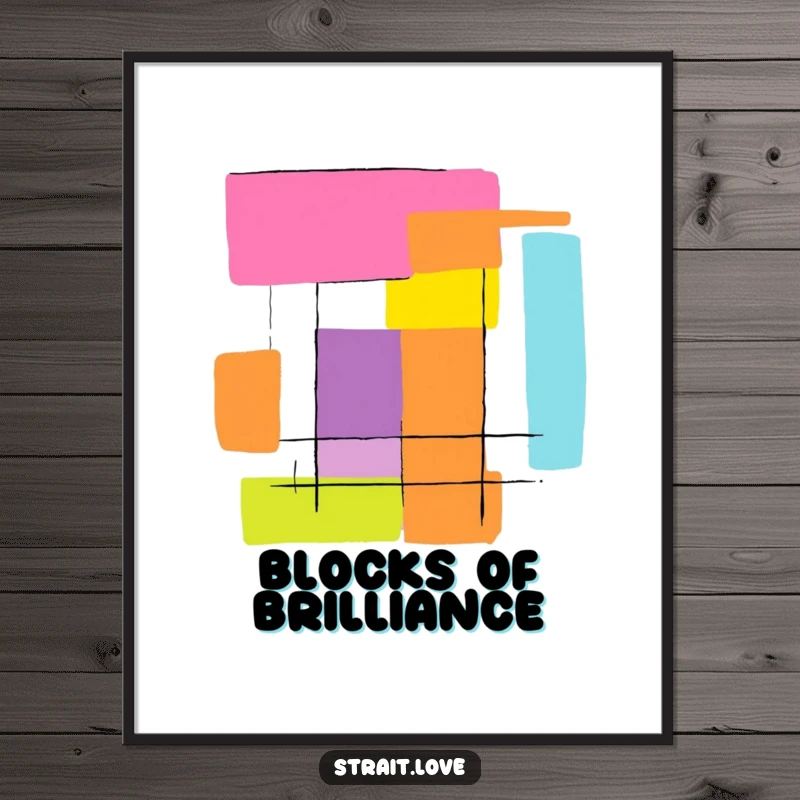 Funny abstract graphic featuring bold, contrasting colour blocks creating a striking design, presented as a vibrant art poster.