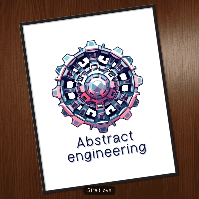 Funny Metallic Structure Poster showcasing interlocking metallic shapes, a complex and futuristic artistic design for wall decoration.