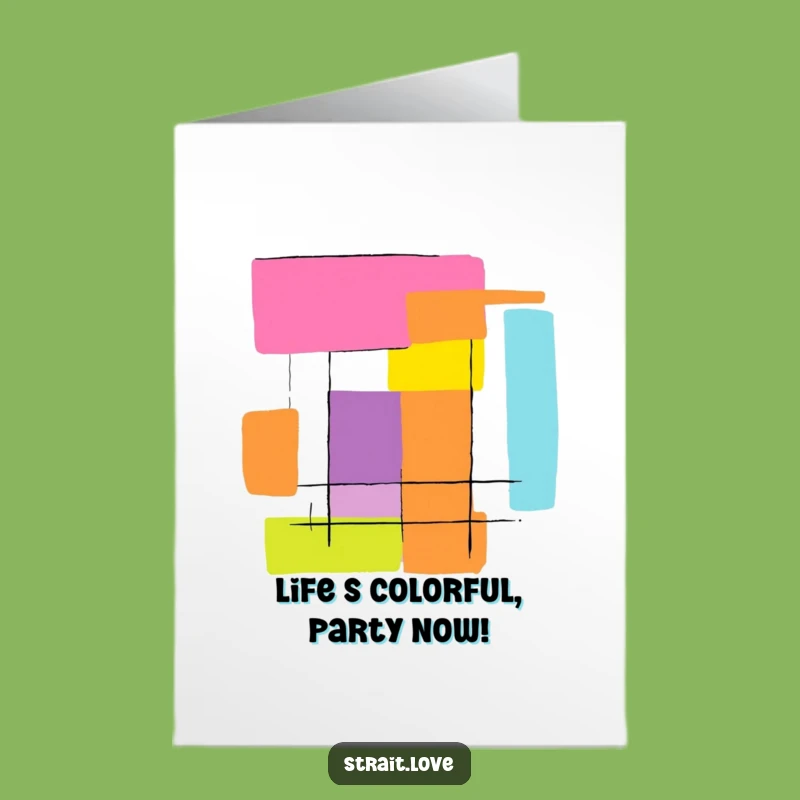 Free Printable Birthday Card: Bold Colour Blocks - Striking Abstract Downloadable Gift