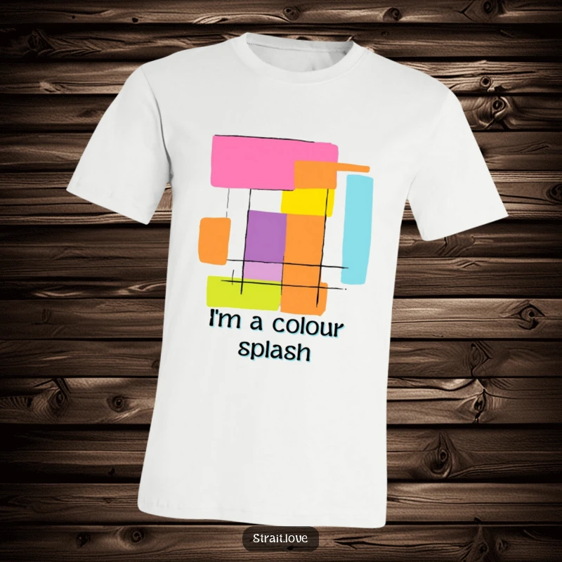 Funny abstract graphic with bold, contrasting colour blocks creating a striking design, printed on a comfortable graphic tee.
